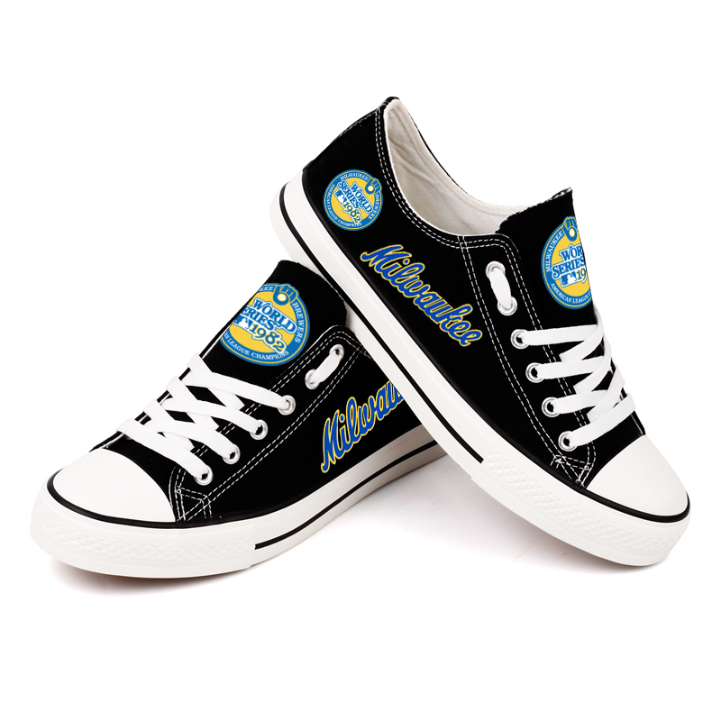 Women and Youth MLB Milwaukee Brewers Repeat Print Low Top Sneakers 002