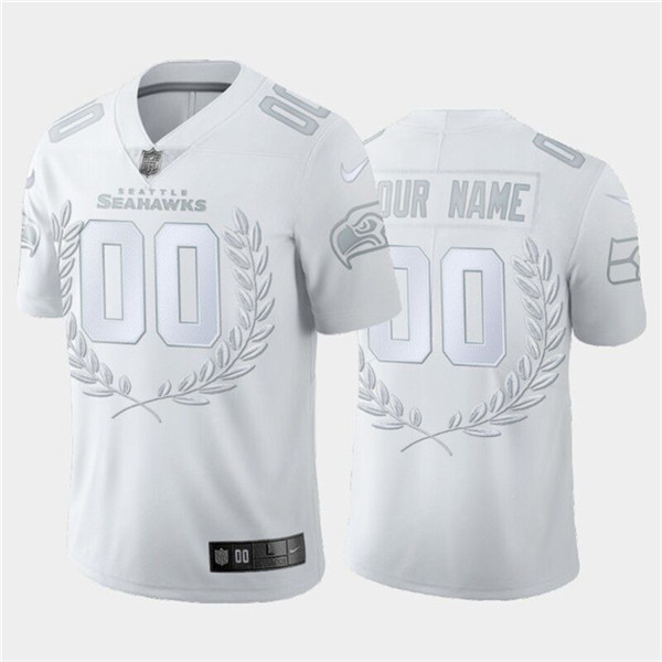 Men's Seattle Seahawks Customized White MVP Stitched Limited Jersey (Check description if you want Women or Youth size)