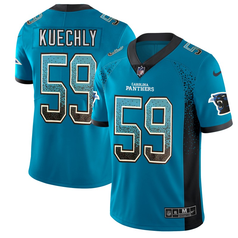 Men's Panthers #59 Luke Kuechly Blue 2018 Drift Fashion Color Rush Limited Stitched NFL Jersey