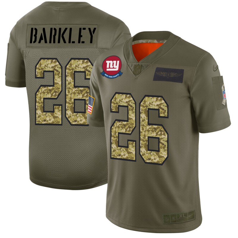 Men's New York Giants #26 Saquon Barkley 2019 Olive/Camo Salute To Service Limited Stitched NFL Jersey