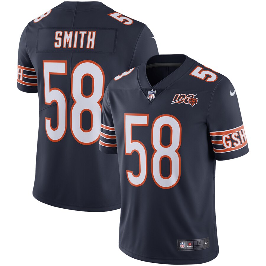 Men's Chicago Bears #58 Roquan Smith Navy 2019 100th Season Limited ...