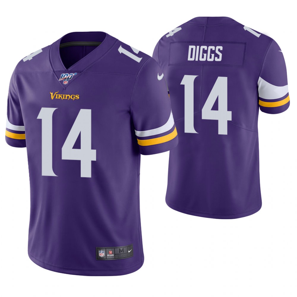 Men's Minnesota Vikings #14 Stefon Diggs Purple 2019 100th Season Vapor ...