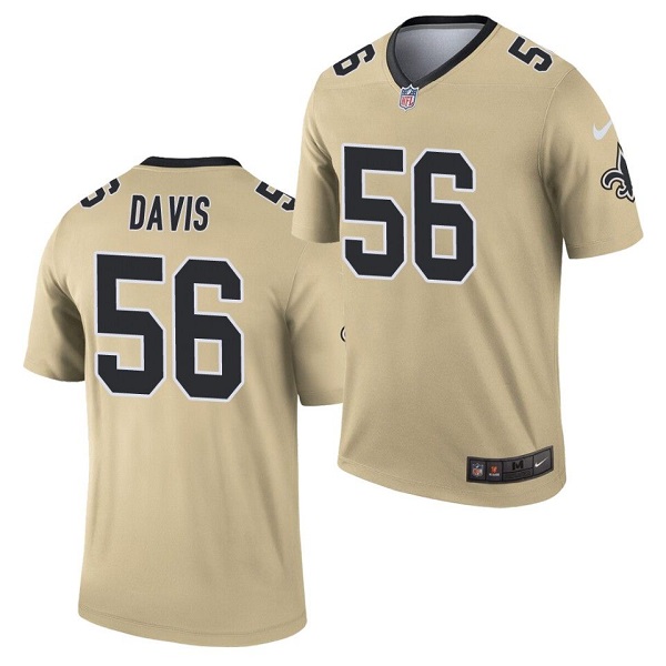 Men's New Orleans Saints #56 Demario Davis 2021 Gold Inverted Legend ...