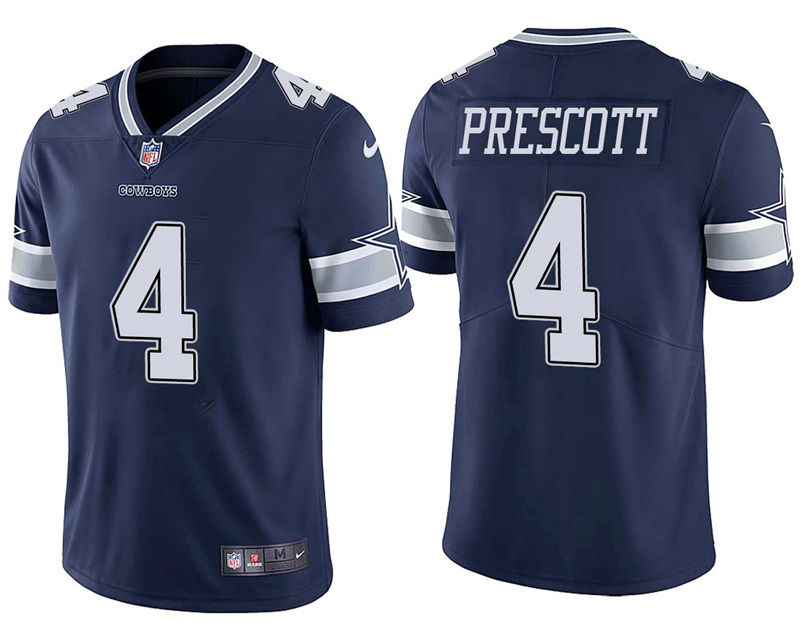 Men's Nike Dallas Cowboys #4 Dak Prescott Navy Blue Team Color Stitched NFL Vapor Untouchable Limited Jersey