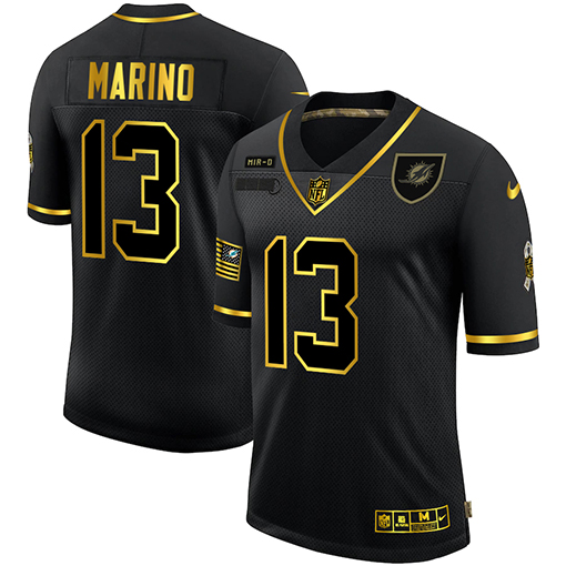 Men's Miami Dolphins #13 Dan Marino 2020 Black/Gold Salute To Service Limited Stitched NFL Jersey