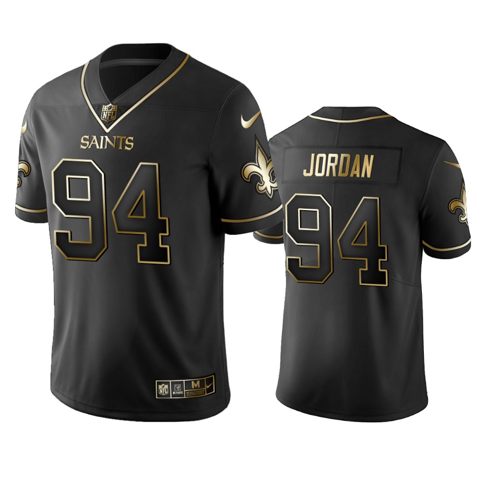 Men's New Orleans Saints 94 Cameron Jordan Black 2019 Golden Edition