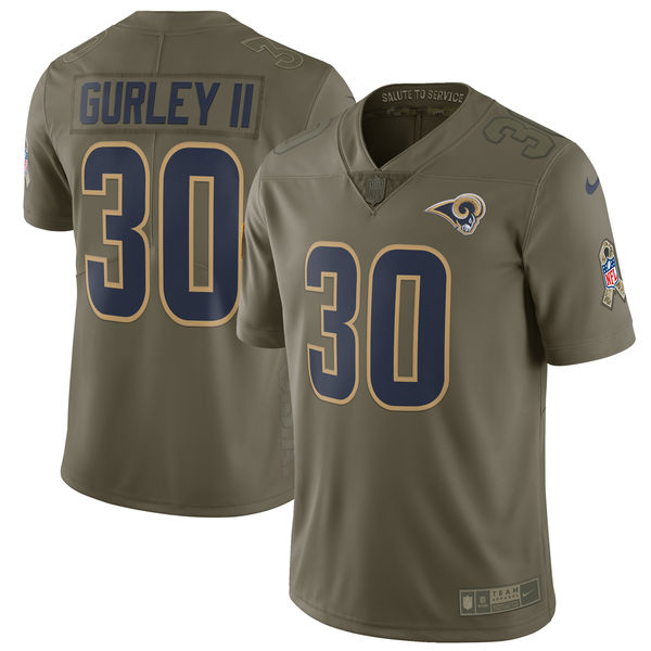 Men's Nike Los Angeles Rams #30 Todd Gurley Olive Salute To Service Limited Stitched NFL Jersey