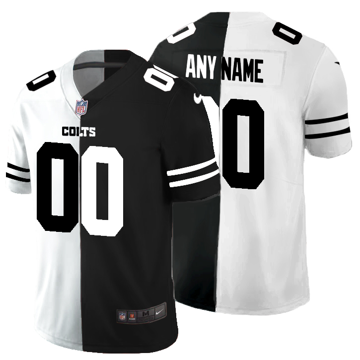 Custom Indianapolis Colts Jersey Men's Black and White Limited Split Black and White Vapor Untouchable