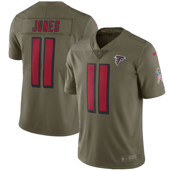 Men's Nike Atlanta Falcons #11 Julio Jones Olive Salute To Service Limited Stitched NFL Jersey