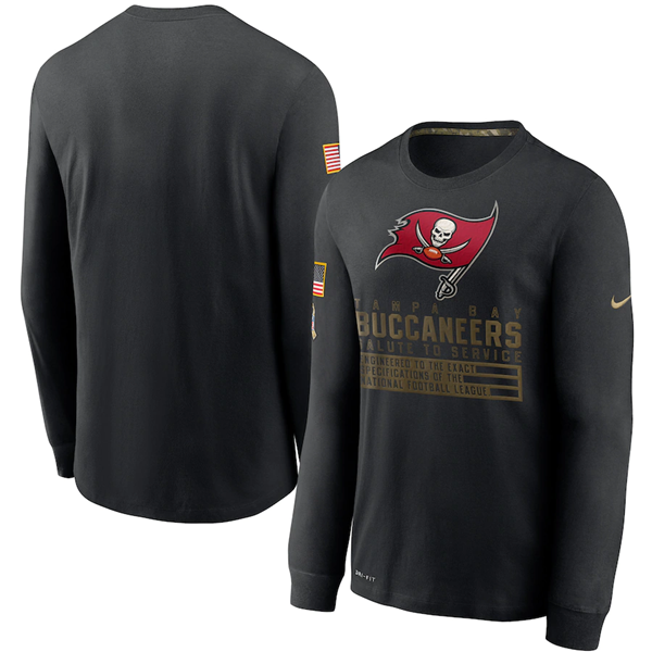 Men's Tampa Bay Buccaneers 2020 Black Salute To Service Sideline Performance Long Sleeve NFL T-Shirt