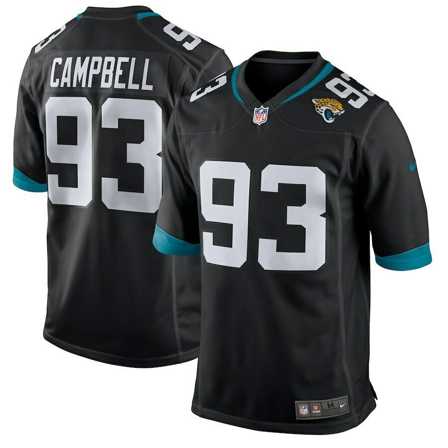 Men's Jacksonville Jaguars #93 Calais Campbell Stitched Black NFL ...
