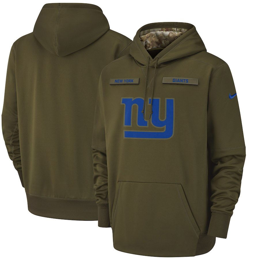 Men's New York Giants Olive Salute to Service Sideline Therma ...