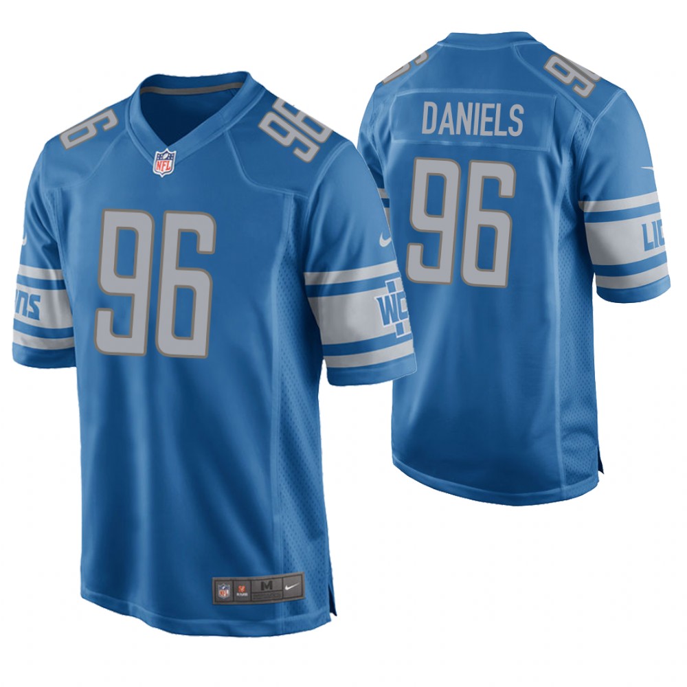 Men's Detroit Lions #96 Mike Daniels Blue Stitched NFL Jersey [NikeNFL ...