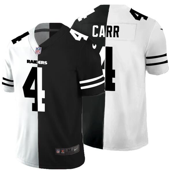 Men's Las Vegas Raiders Customized Black White Split 2020 Stitched Jersey