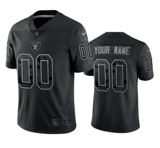 Men's Las Vegas Raiders Customized Black Reflective Limited Stitched Football Jersey