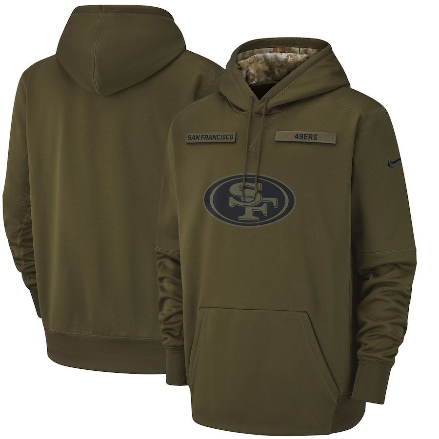 Men's San Francisco 49ers Olive Salute to Service Sideline Therma ...