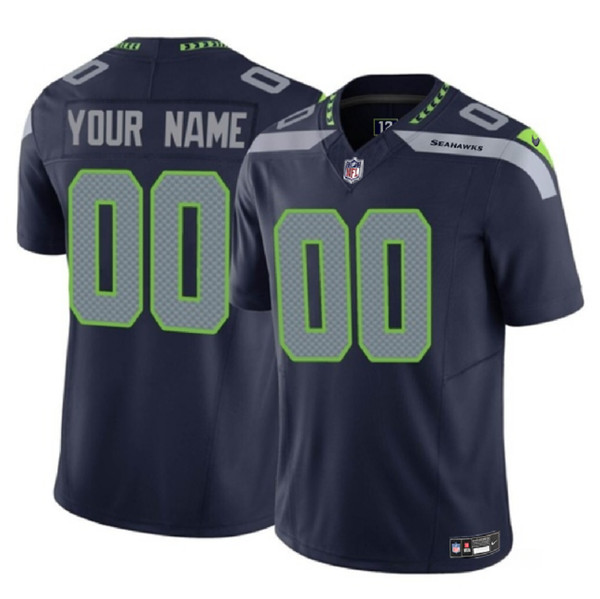 Men's Seattle Seahawks ACTIVE PLAYER Custom Navy 2023 F.U.S.E. Vapor Untouchable Limited Football Stitched Jersey