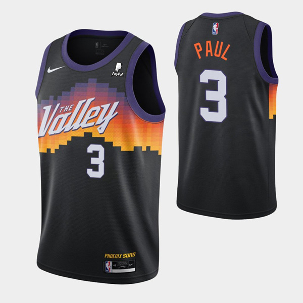 Men's Phoenix Suns #3 Chris Paul Black City Edition New Uniform 2020-21 ...