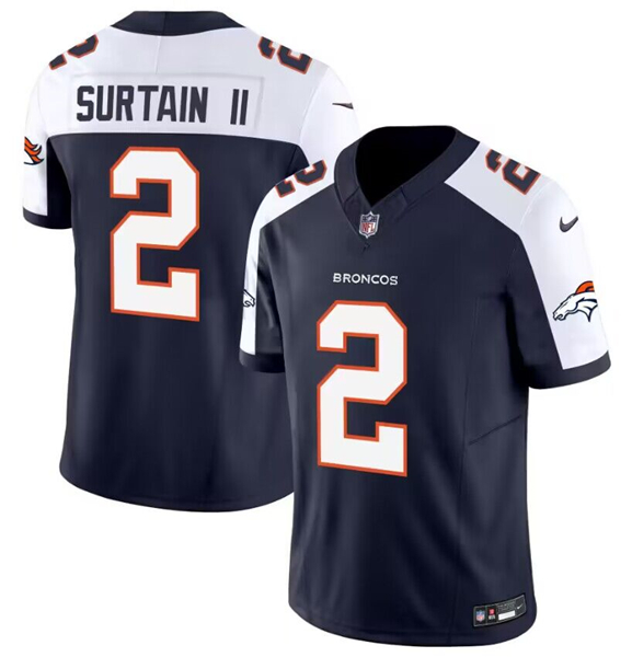Men's Denver Broncos #2 Pat Surtain II Navy 2024 Draft F.U.S.E. Alternate Vapor Limited Stitched Jersey