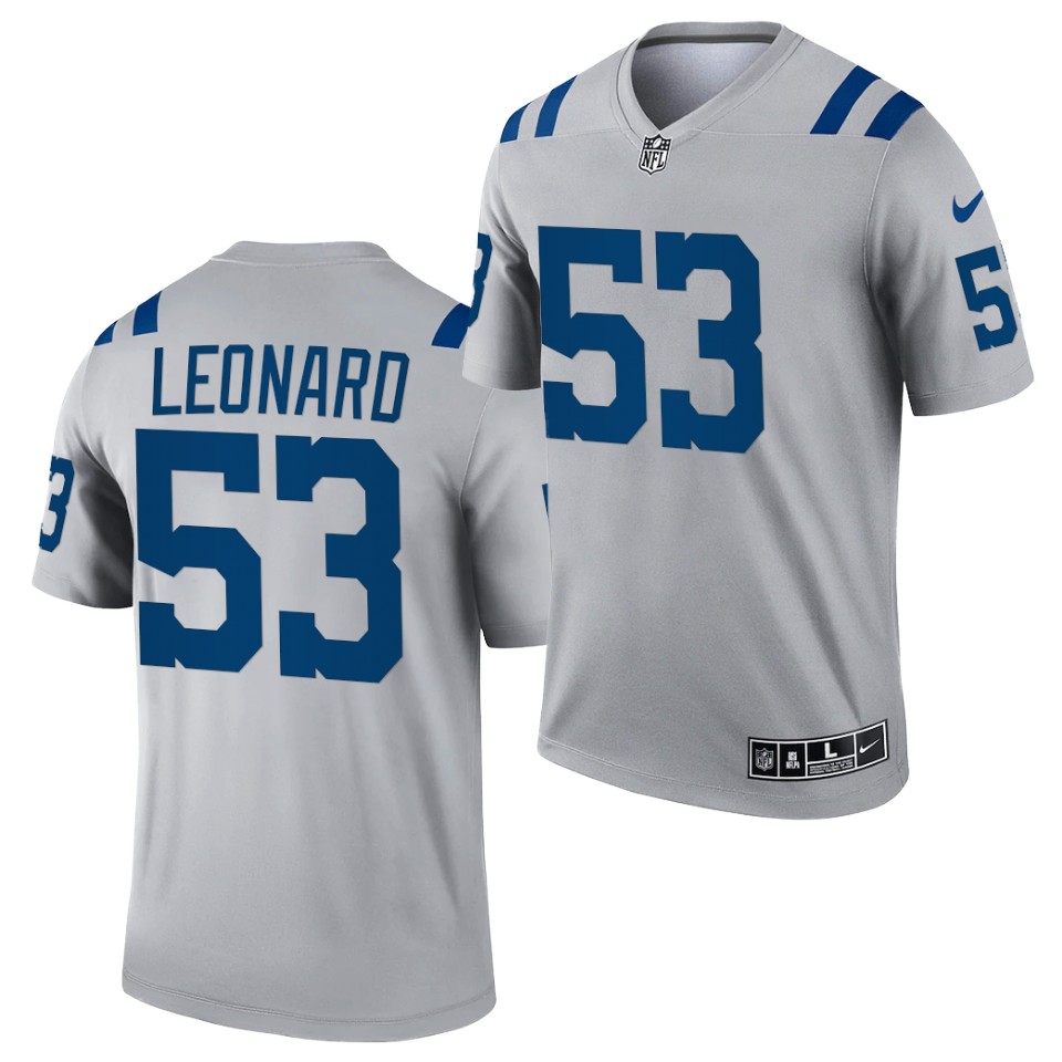 Men's Indianapolis Colts #53 Darius Leonard Gray Inverted Legend Stitched Jersey