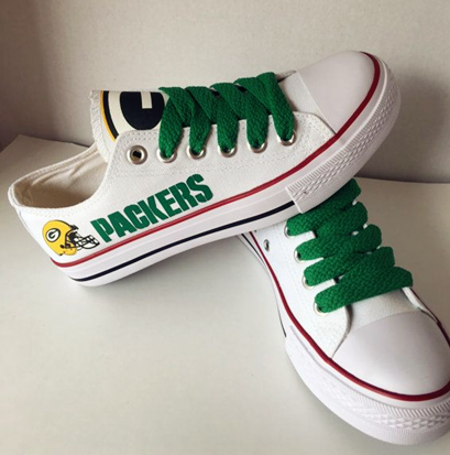 Women Or Youth Green Bay Packers Repeat Print Low Top Sneakers 012