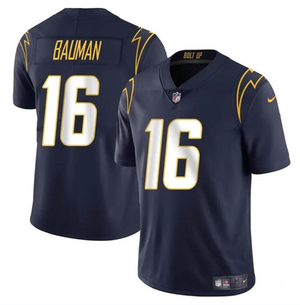 Men's Los Angeles Chargers #16 Casey Bauman Navy 2024 Vapor Limited Football Stitched Jersey