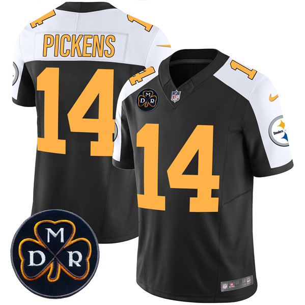Men's Pittsburgh Steelers #14 George Pickens Black F.U.S.E. DMR Patch Untouchable Limited Football Stitched Jersey