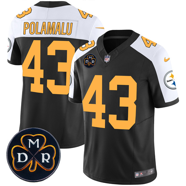 Men's Pittsburgh Steelers #43 Troy Polamalu Black F.U.S.E. DMR Patch Untouchable Limited Football Stitched Jersey