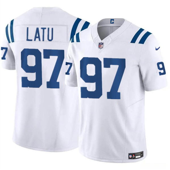 Men's Indianapolis Colts #97 Laiatu Latu White 2024 Draft F.U.S.E. Vapor Limited Football Stitched Jersey