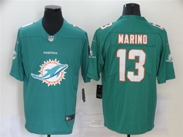Men's Miami Dolphins #13 Dan Marino Aqua 2020 Team Big Logo Limited Stitched NFL Jersey