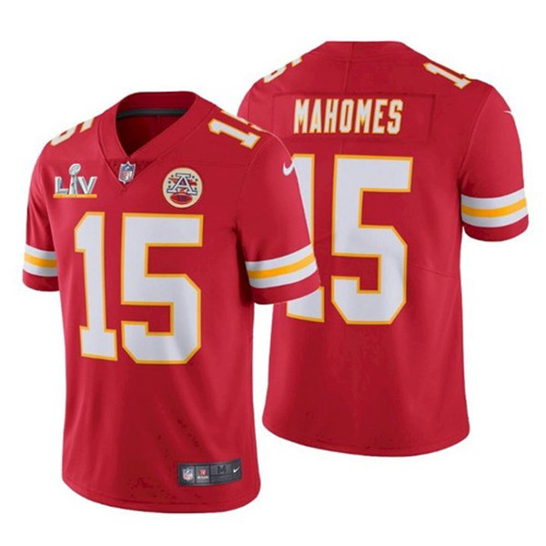 Men's Kansas City Chiefs #15 Patrick Mahomes Red 2021 Super Bowl LV Stitched NFL Jersey