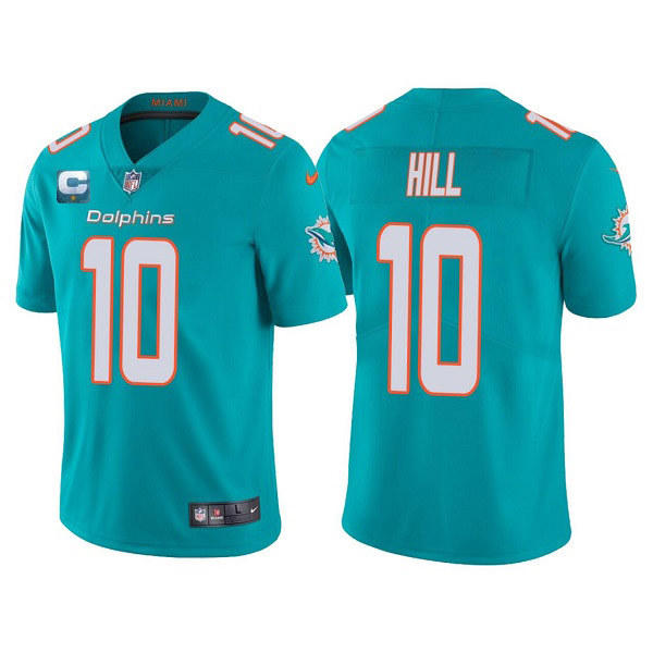 Men’s Miami Dolphins 2022 #10 Tyreek Hill Aqua With C Patch Vapor Untouchable Limited Stitched Football Jerse