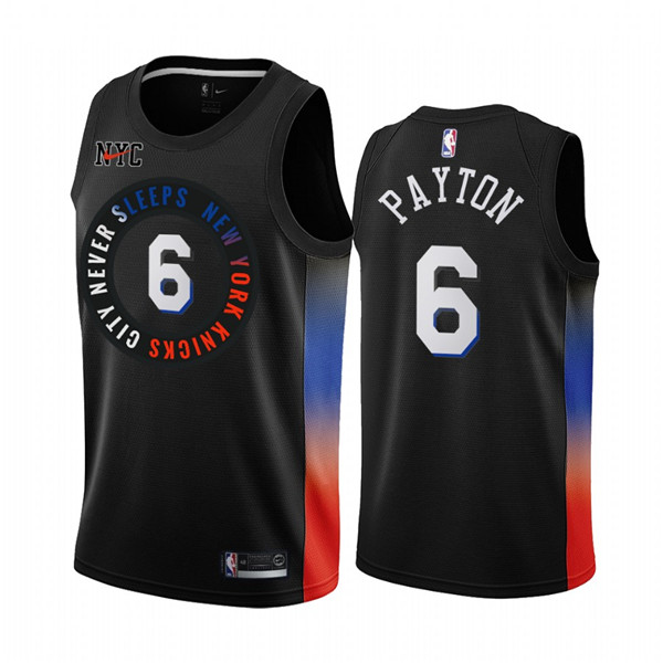Men's New York Knicks #6 Elfrid Payton Black City Edition New Uniform 2020-21 Stitched NBA Jersey