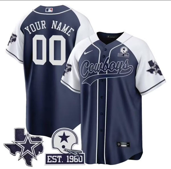 Men's Dallas Cowboys ACTIVE PLAYER Custom Navy Alternate With Est 1960 Patch Stitched Baseball jersey