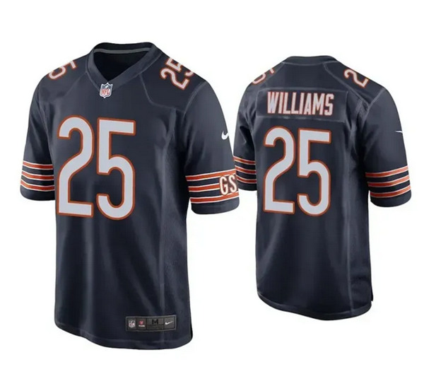 Men's Chicago Bears #25 Damien Williams Navy Stitched Game NFL Jersey ...