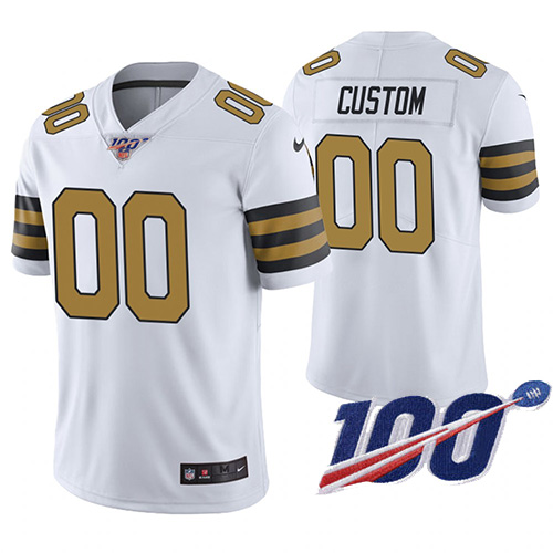 Men's Saints 100th Season ACTIVE PLAYER White Vapor Untouchable Limited Stitched NFL Jersey.