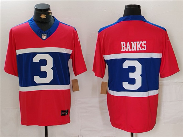 Men's New York Giants #3 Deonte Banks Century Red Alternate Vapor F.U.S.E. Limited Football Stitched Jersey