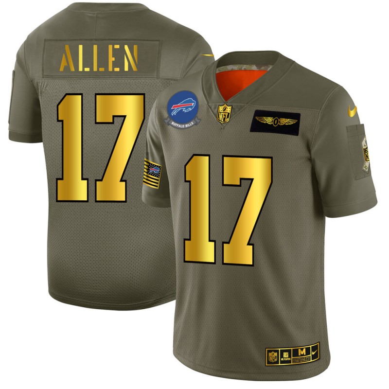 Men's Buffalo Bills #17 Josh Allen Olive/Gold 2019 Salute to Service Limited Stitched NFL Jersey