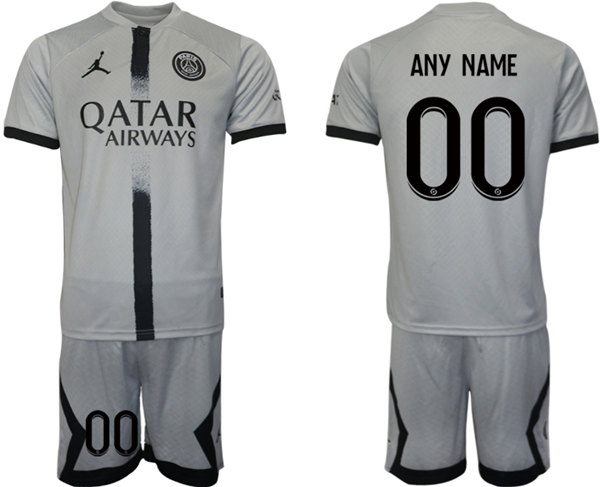 Men's Paris Saint-Germain Custom Gray 2023 Soccer Jersey with Shorts