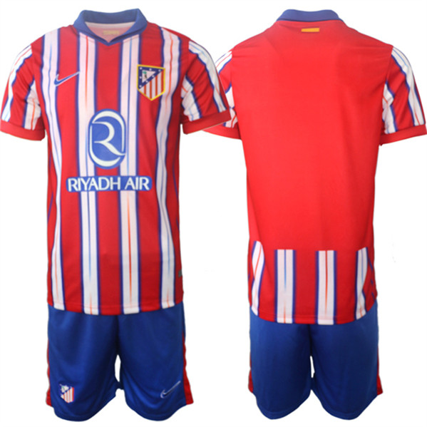 Men's Atlético de Madrid Custom 2024-25 Red/White Home Soccer Jersey Suit