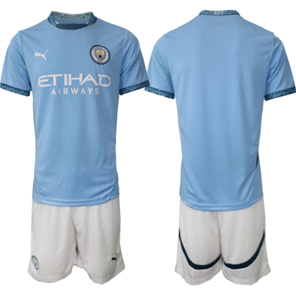Men's Manchester United Custom 2024-25 Blue Home Soccer Jersey Suit