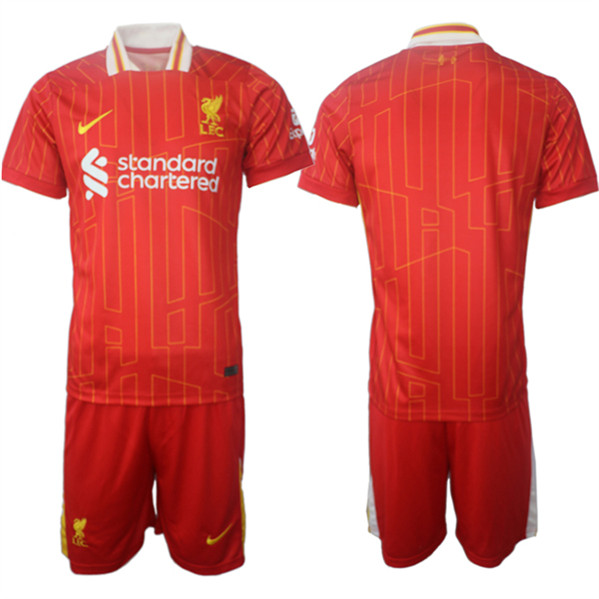 Men's Liverpool Custom 2024-25 Red Home Soccer Jersey Suit