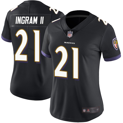Women's Baltimore Ravens #21 Mark Ingram II Black Vapor Untouchable Limited NFL Jersey