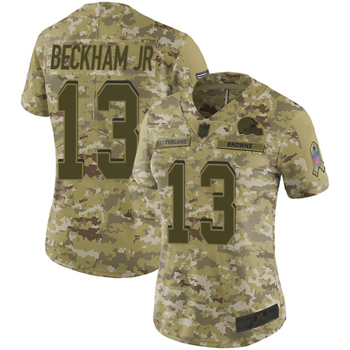 Women's Cleveland Browns #13 Odell Beckham Jr. Camo Salute To Service Limited Stitched NFL Jersey(Run Small)