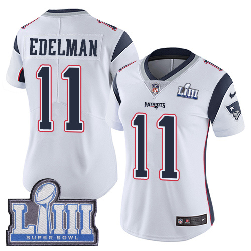 Women's New England Patriots #11 Julian Edelman White Super Bowl LIII Vapor Untouchable Limited Stitched NFL Jersey ( Run Small )