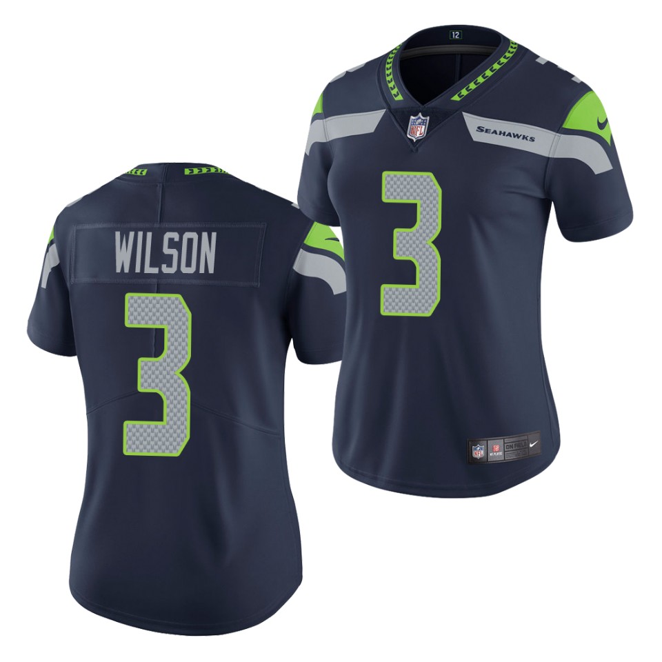 Women's Seattle Seahawks #3 Russell Wilson Navy Untouchable Limited Stitched Jersey(Run Smaller)