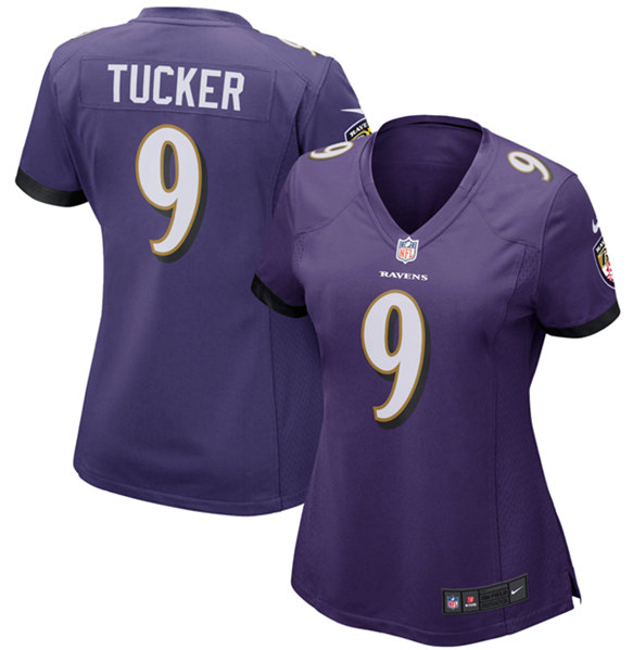 Women's Baltimore Ravens #9 Justin Tucker Purple Vapor Untouchable Limited Stitched NFL Jersey