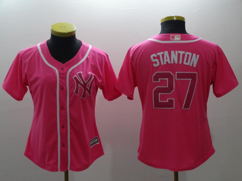 Women's New York Yankees #27 Giancarlo Stanton Pink Cool Base Stitched MLB Jersey