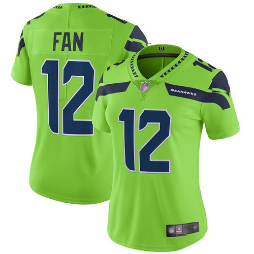 Women's Seahawks #12 Fan Green Vapor Untouchable Limited Stitched NFL Jersey