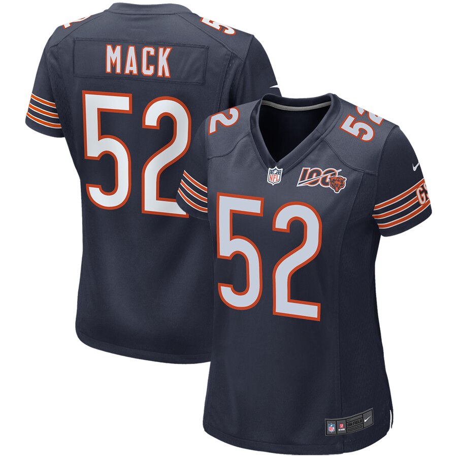 Women's Chicago Bears #52 Khalil Mack Navy 2019 100th Stitched NFL Jersey